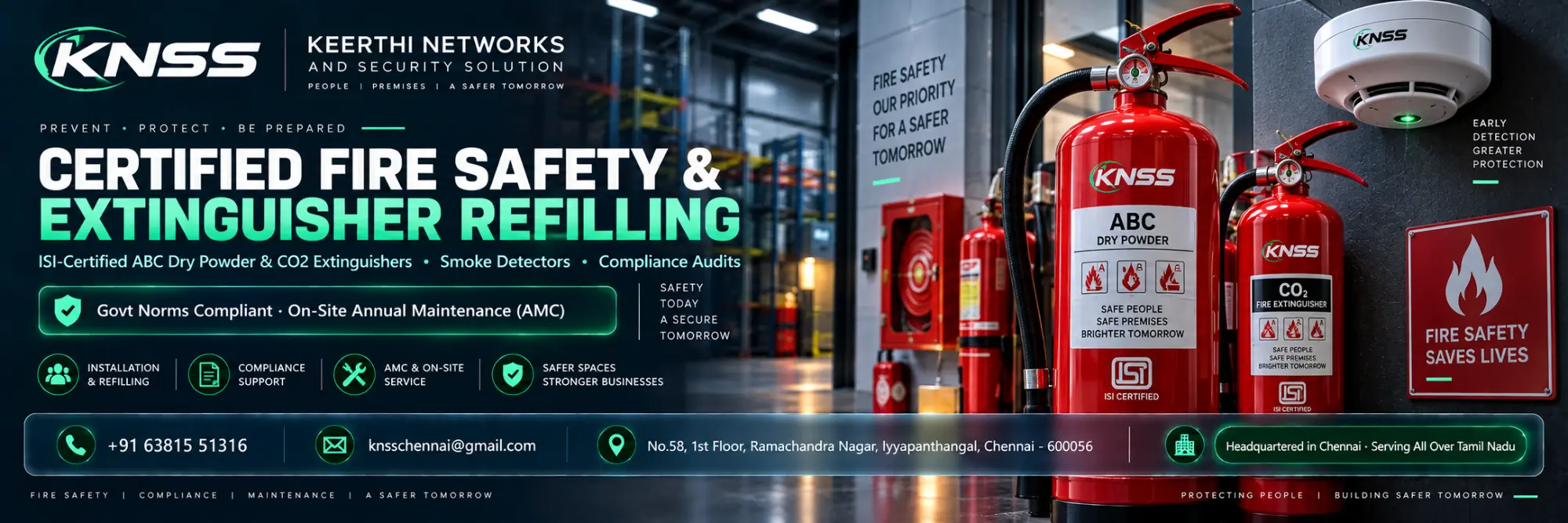 Keerthi Networks - Certified Fire Safety Systems, Fire Alarms & Extinguisher Refilling Chennai